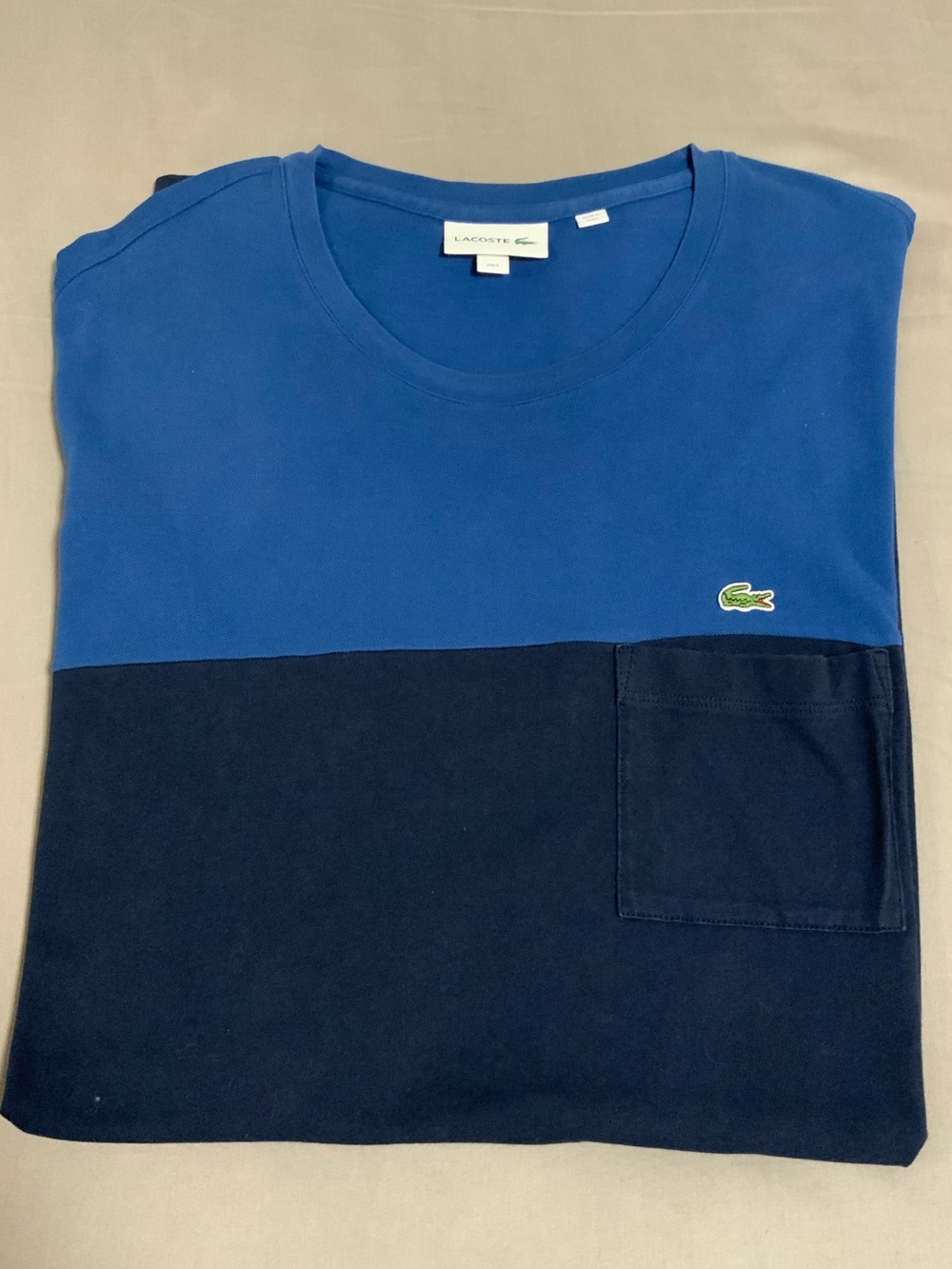 Lacoste Men’s Two-Tone Blue Crewneck Pocket Tee